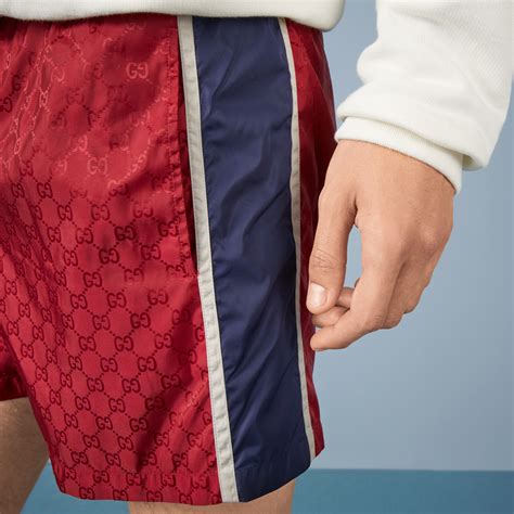 short de bain en jacquard gucci gg|Short de bain en nylon jacquard GG en bleu .